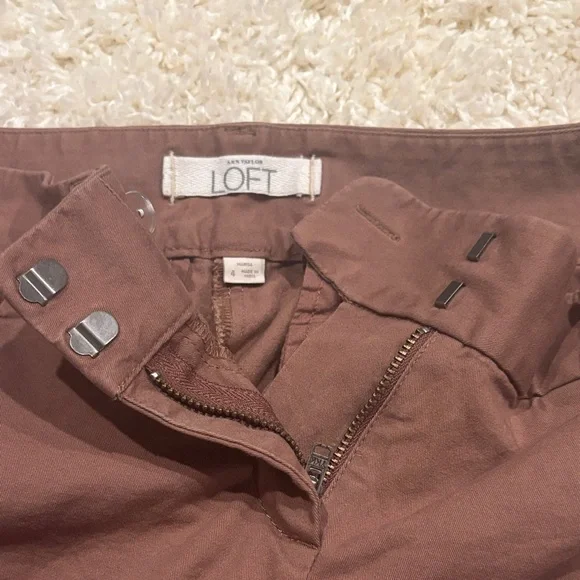 LOFT Mauve-Taupe Cropped Chinos - Picture 2 of 8